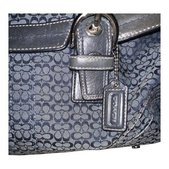 Coach Vintage Soho Blue Mini Signature C Flap Satchel Purse - Picture 2 of 11